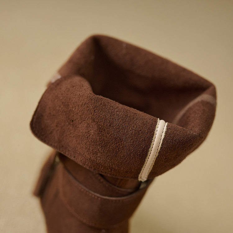 Retro Pointed - Toe Slouchy Mid - Calf Suede Boots