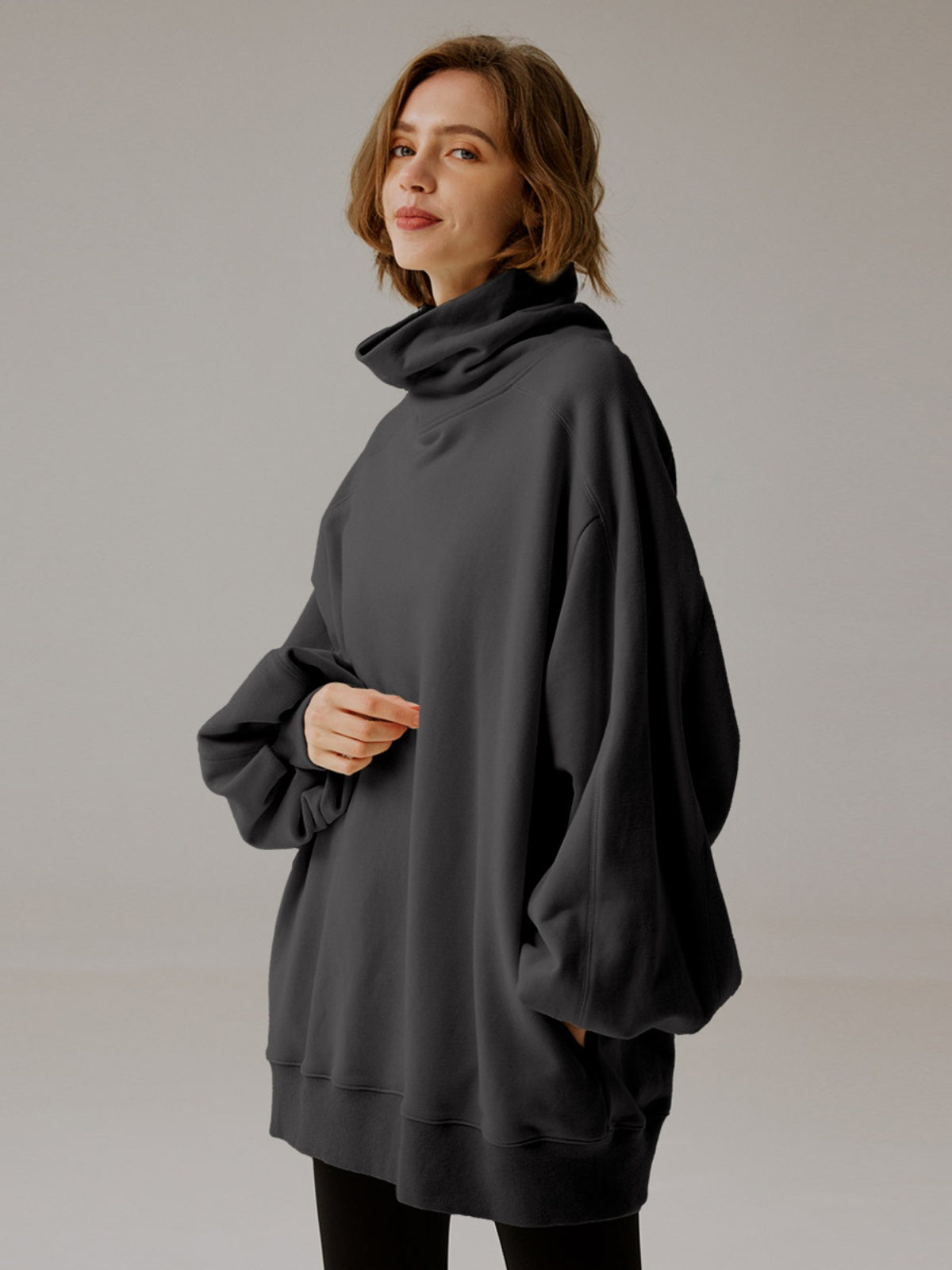 Whisper Oversized Turtleneck Sweatshirt