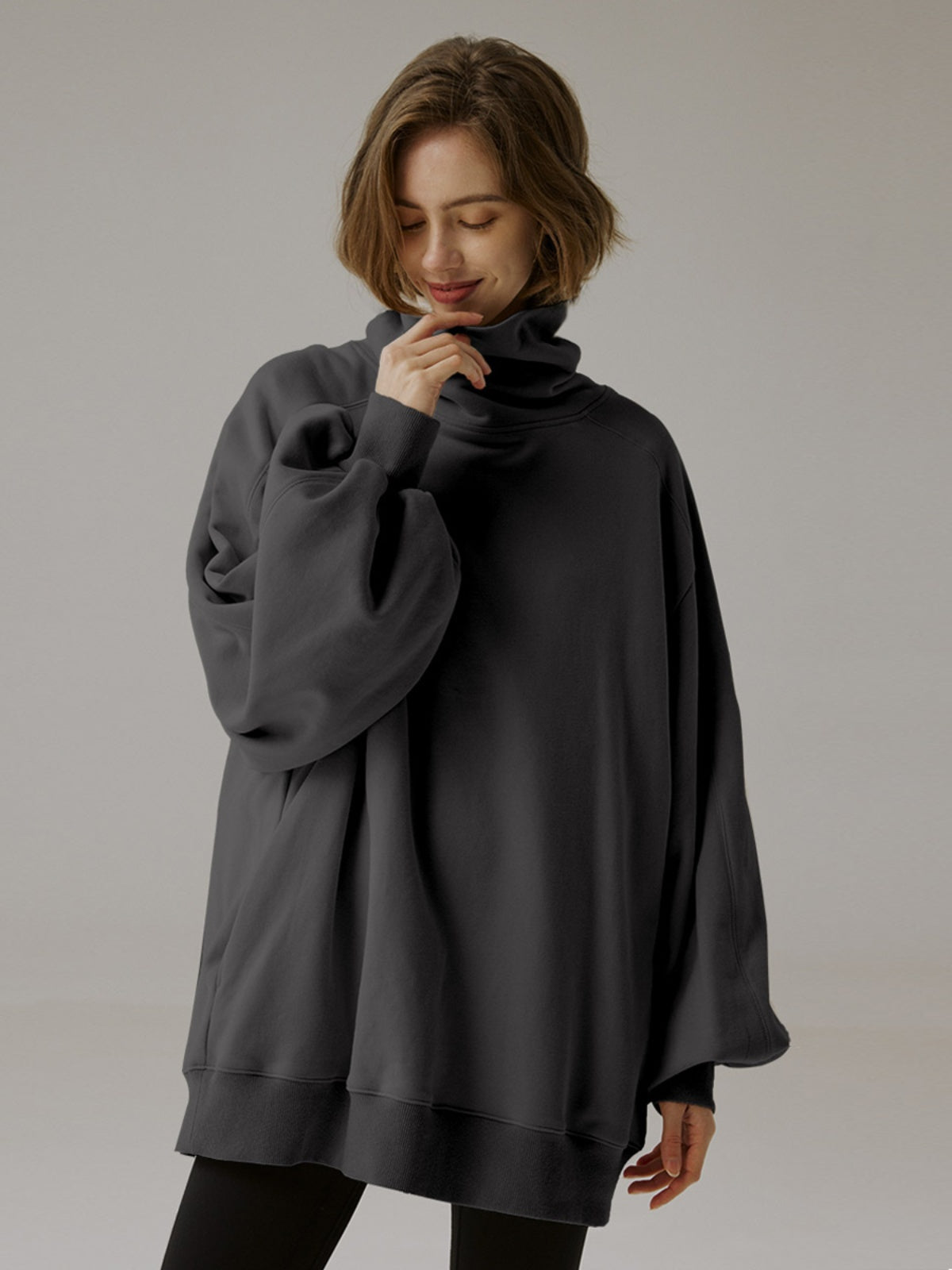 Whisper Oversized Turtleneck Sweatshirt
