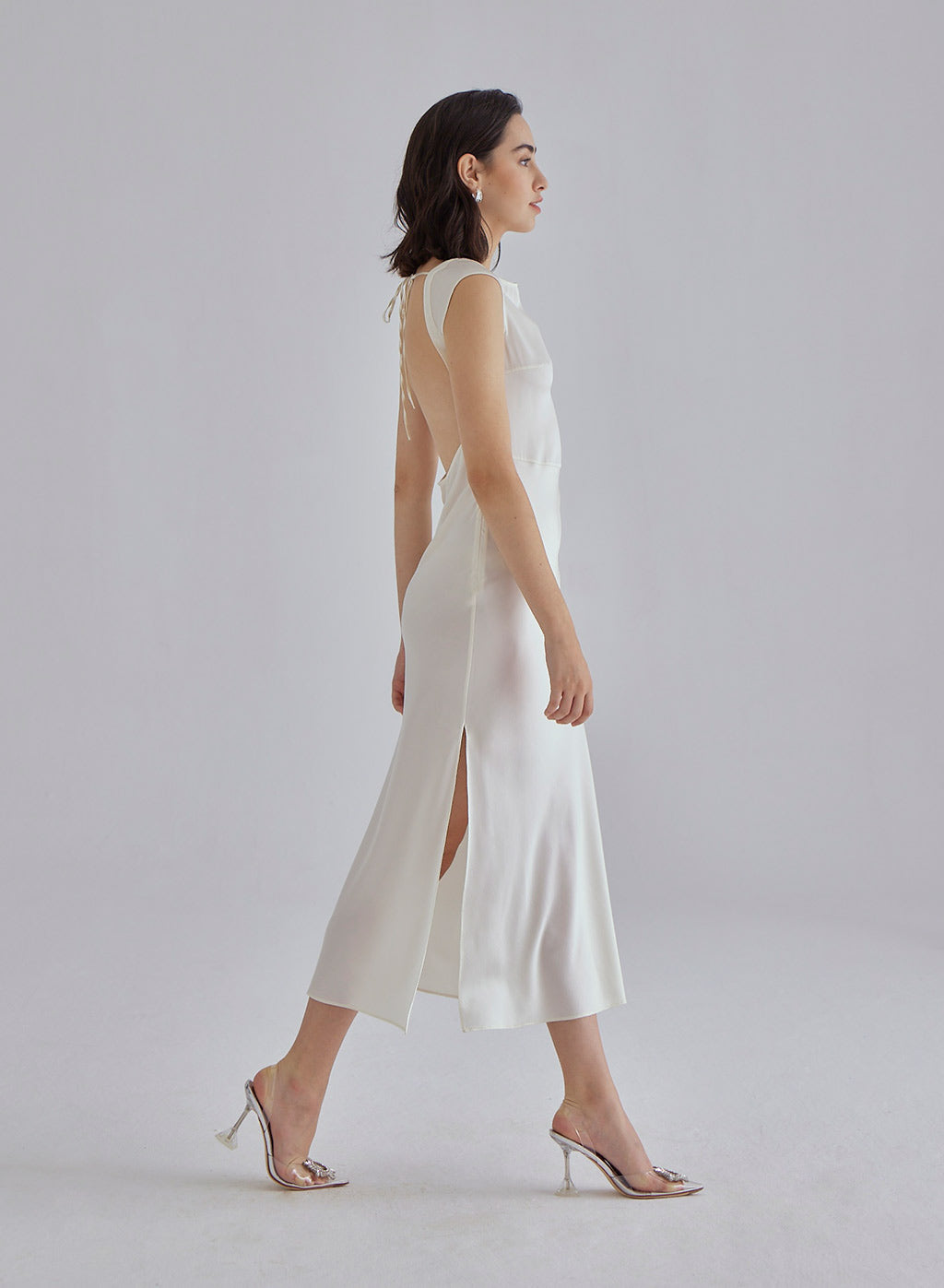 Classy Pearl Midi Silk Dress