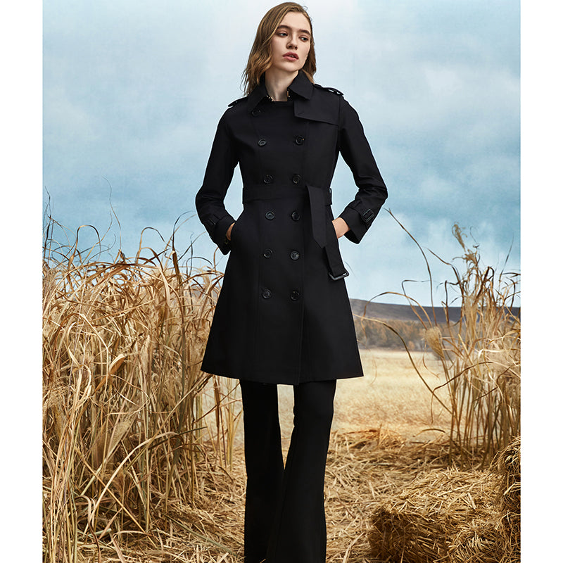 British Style Waisted Knee-length Coat