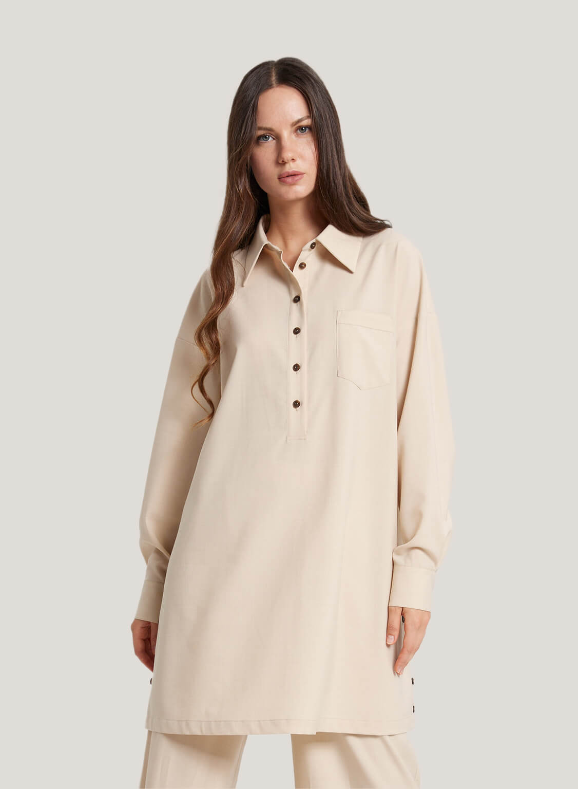 Wool Blend Long-Sleeve Shirt