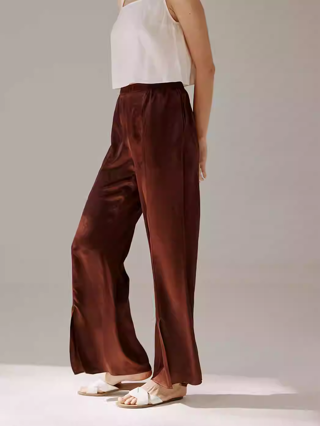 Front Slit Silk Pants