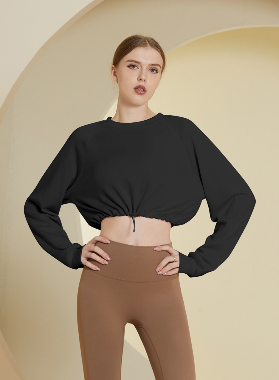 Short Drawstring Sweatshirt