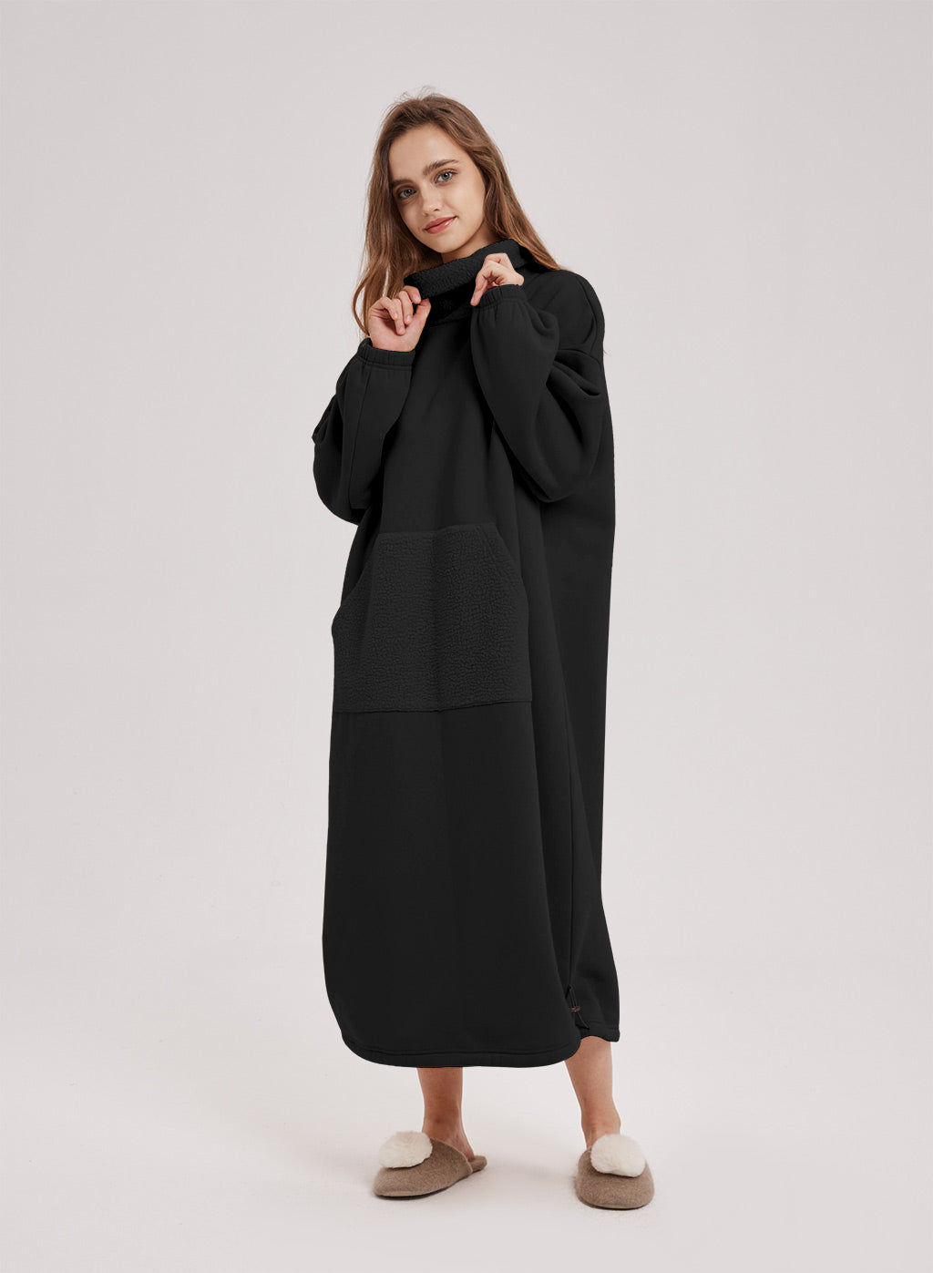 Oversized Fleece Knit Dress