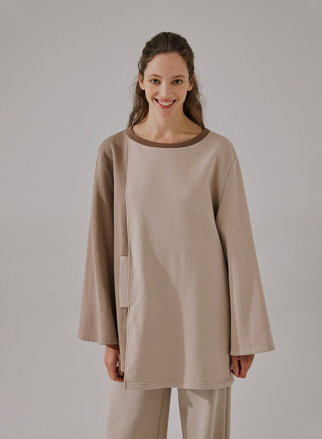 Asymmetric Round-Neck Sweatshirt – Nap Loungewear Tops