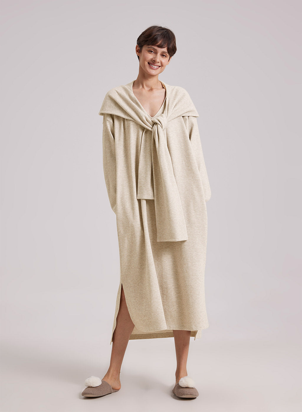 Hooded Scarf Sweatshirt Dress