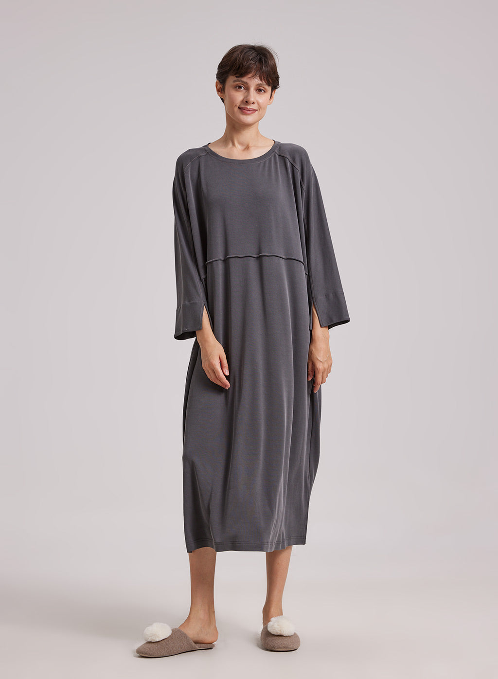 Modal Side Split Midi Dress