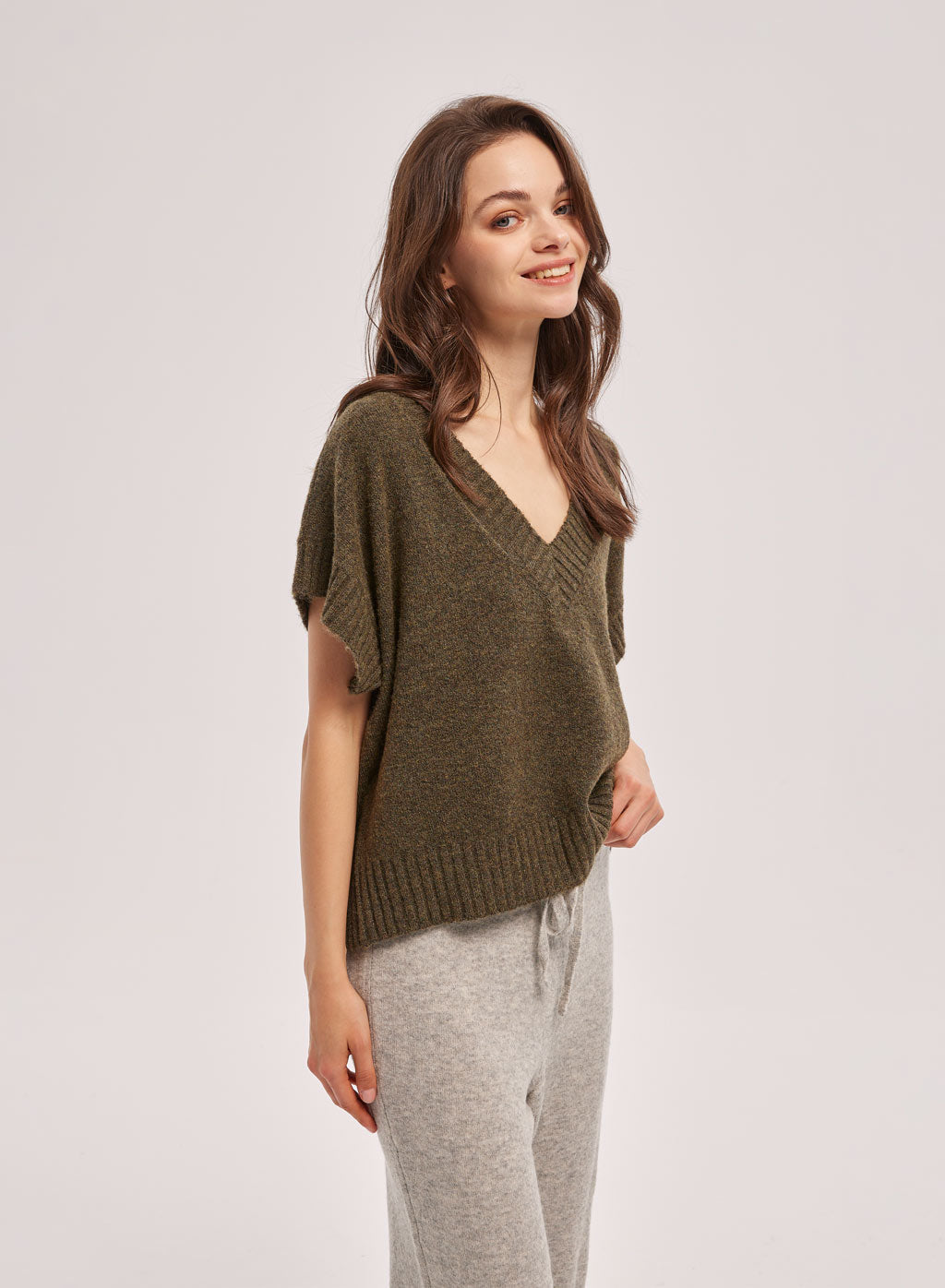 Cape Sleeve V-Neck Sweater