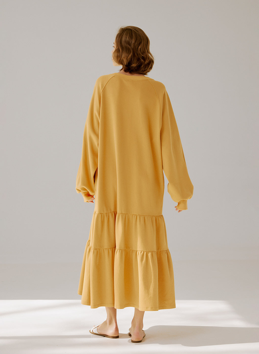 Crewneck Tiered Cotton Dress