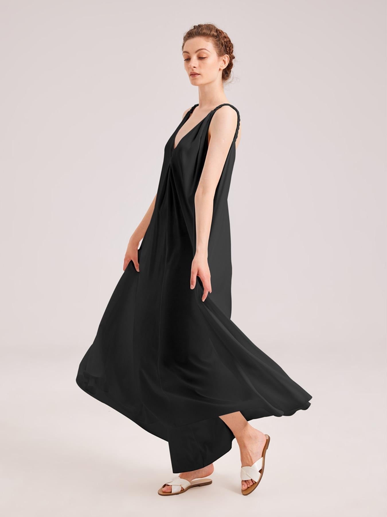 Greek Open Back Silky Maxi Dress