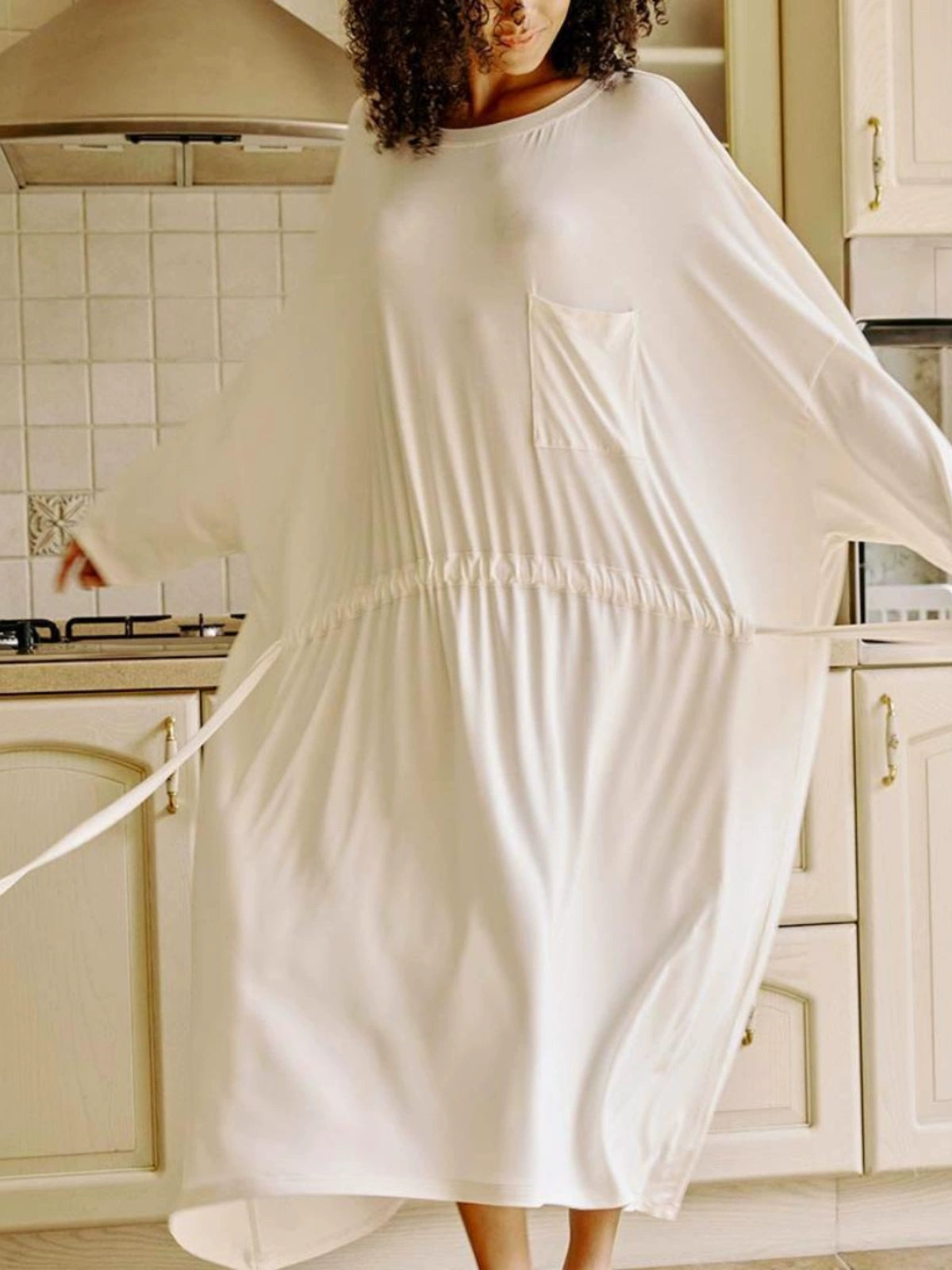 Wide-Fit Batwing Dress