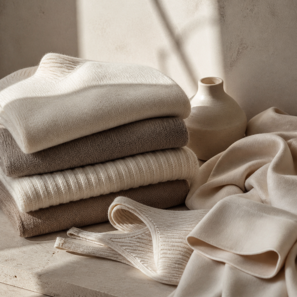 Soft natural knitwear textures