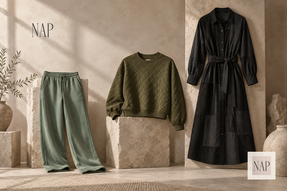 The NAP Color Edit: Celadon & Green Earth, Olive and Black Before Checkout