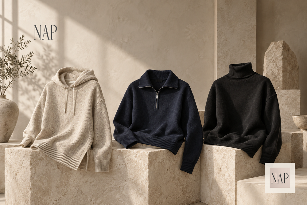 The NAP Layering Detail Edit: Hooded, Half-Zip and High Collar Before Checkout