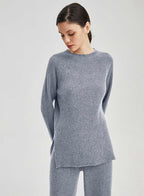 Cashmere Rib-Knit Crew Neck Pullover