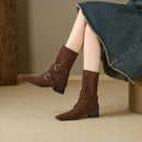 Retro Pointed - Toe Slouchy Mid - Calf Suede Boots
