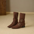 Retro Pointed - Toe Slouchy Mid - Calf Suede Boots