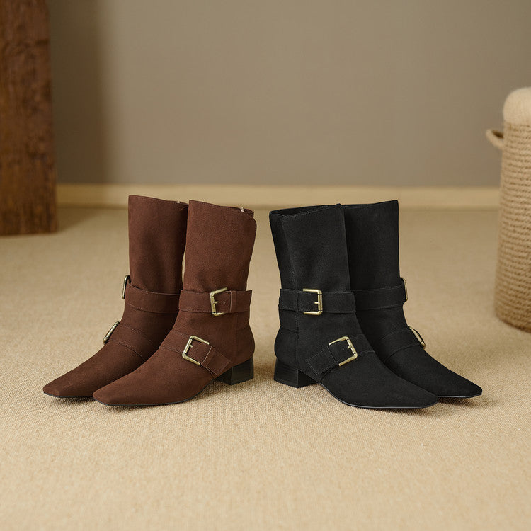 Retro Pointed - Toe Slouchy Mid - Calf Suede Boots
