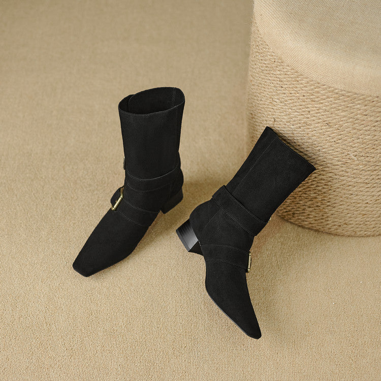 Retro Pointed - Toe Slouchy Mid - Calf Suede Boots