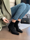 French Bow High - Heel Slim Boots