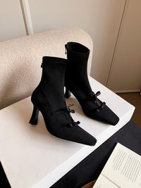 French Bow High - Heel Slim Boots