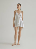 Front Slit Lace Hollow Silk Dress