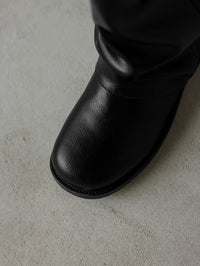British - Style Ruched Buckle Mid - Calf Boots
