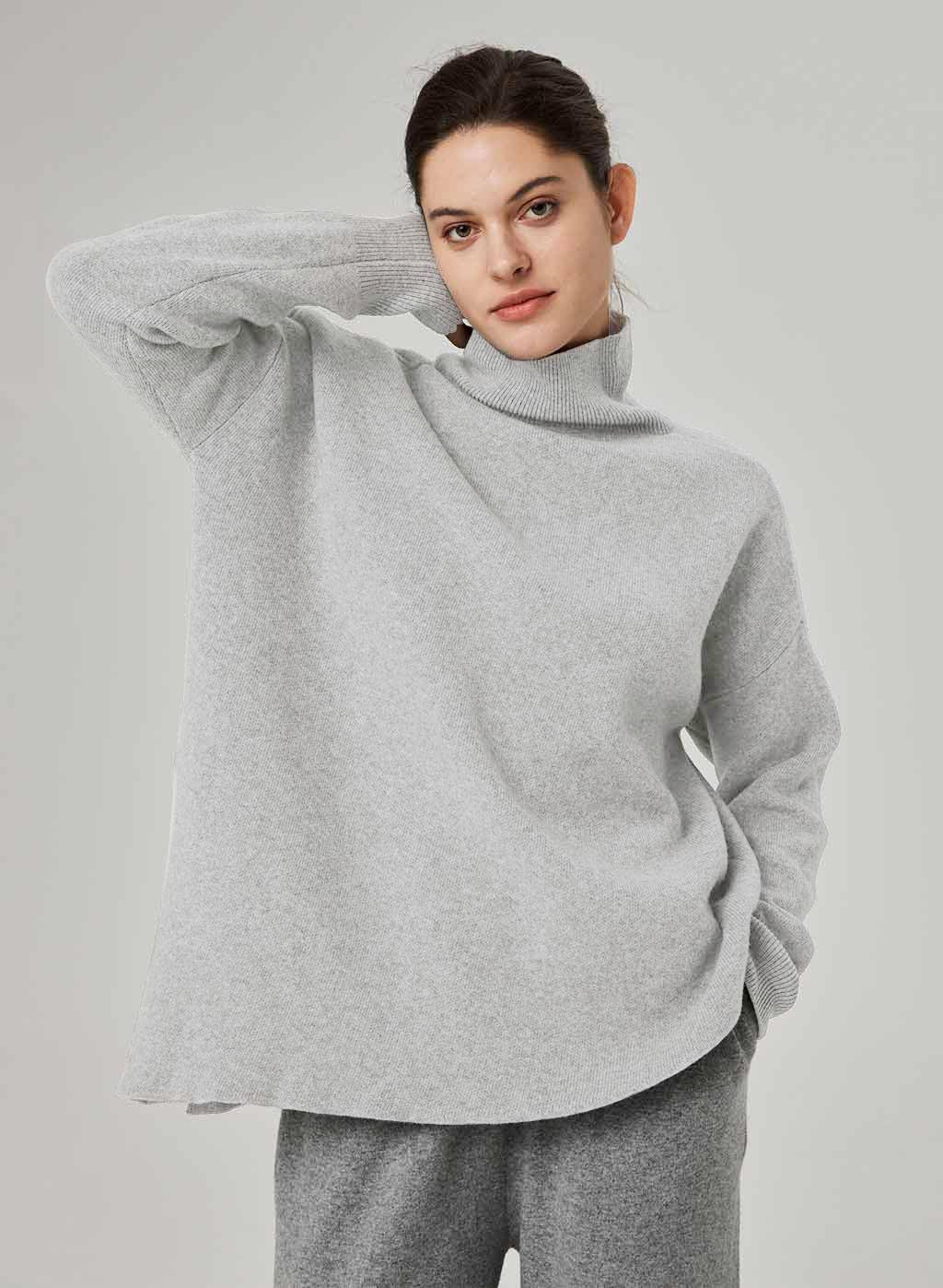 Slant Turtleneck Sweater