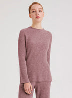 Cashmere Rib-Knit Crew Neck Pullover
