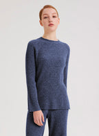 Cashmere Rib-Knit Crew Neck Pullover