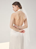 Double Twist Knot Draped Silk Halter Dress