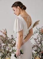 Ruffled V-Neck Silk Maxi Dress