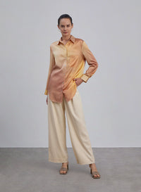 Gold Gradient Oversized Boyfriend Silk Blouse