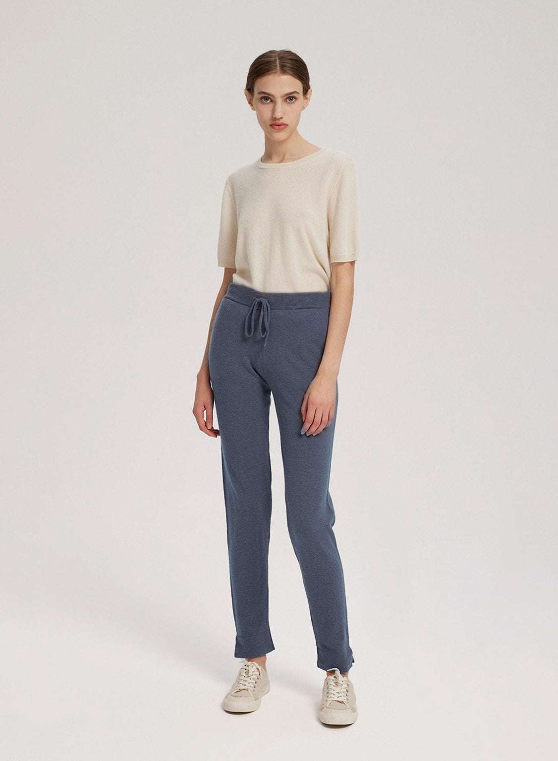 Drawstring Waist Cashmere-Wool Jogger