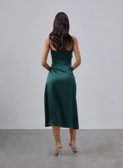 Front Cross Straps Silk Slip Dress
