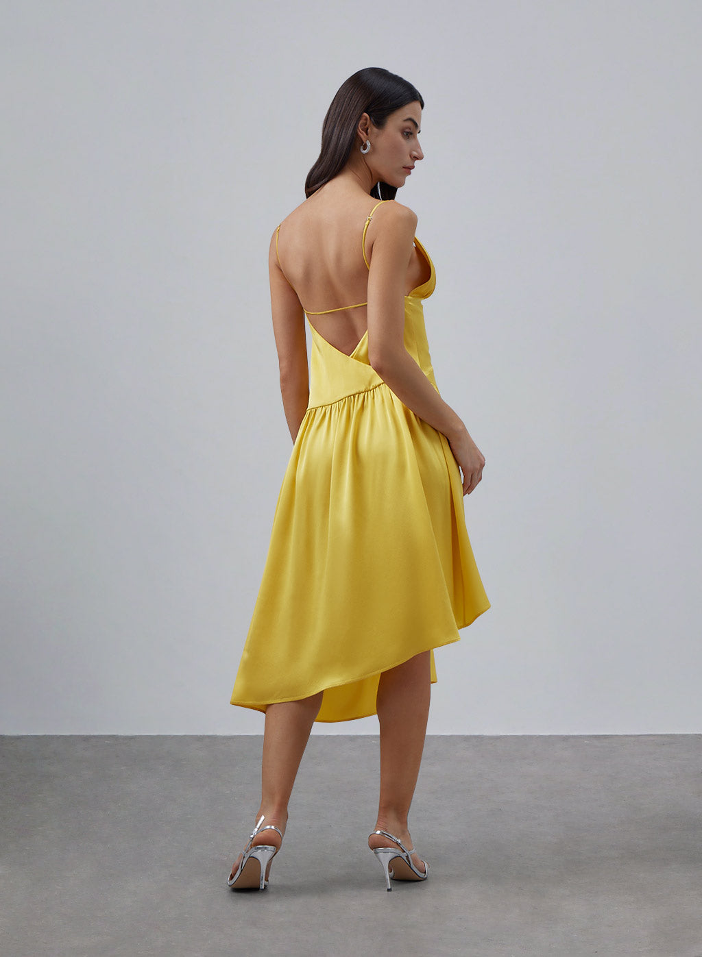 Vivid V-neck Silk Slip Dress