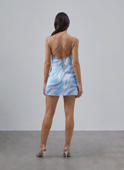 Double Straps Silk Mini Slip Dress
