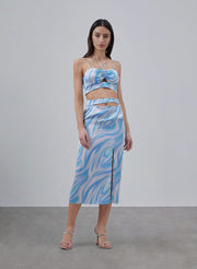 Cut-out Front Slit Silk Midi Skirt – Nap Loungewear Bottoms