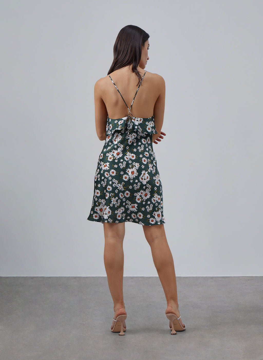 Print Double-layer Tiered Silk Slip Dress