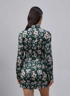 Asymmetric Cut-Out Long Sleeve Silk Mini Dress