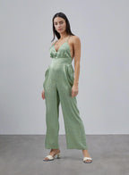 V-neck Silk Camisole Jumpsuit