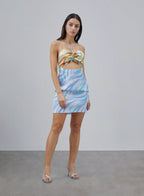 Drawstring Fake Two-piece Silk Slip Dress