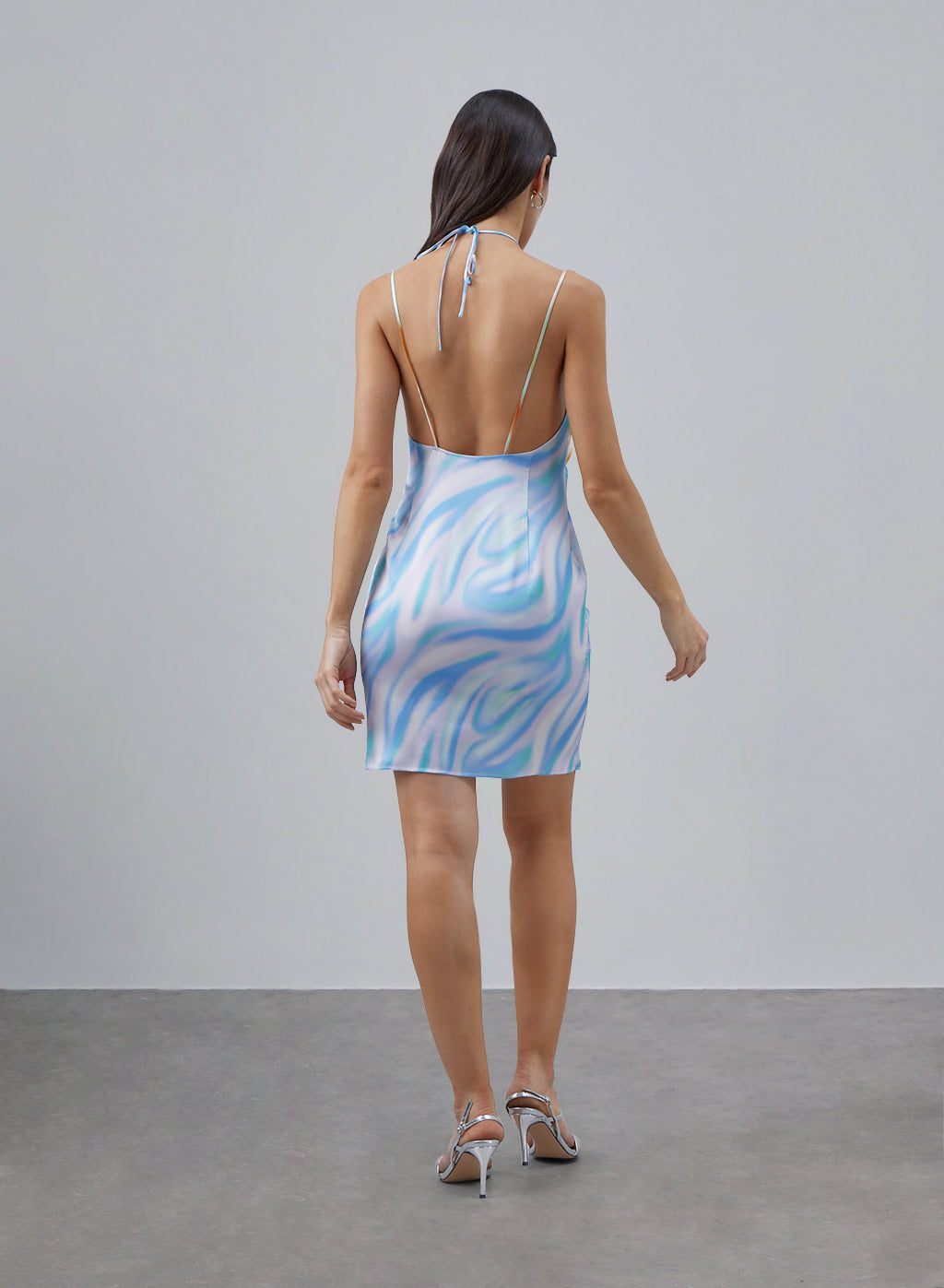 Drawstring Fake Two-piece Silk Slip Dress