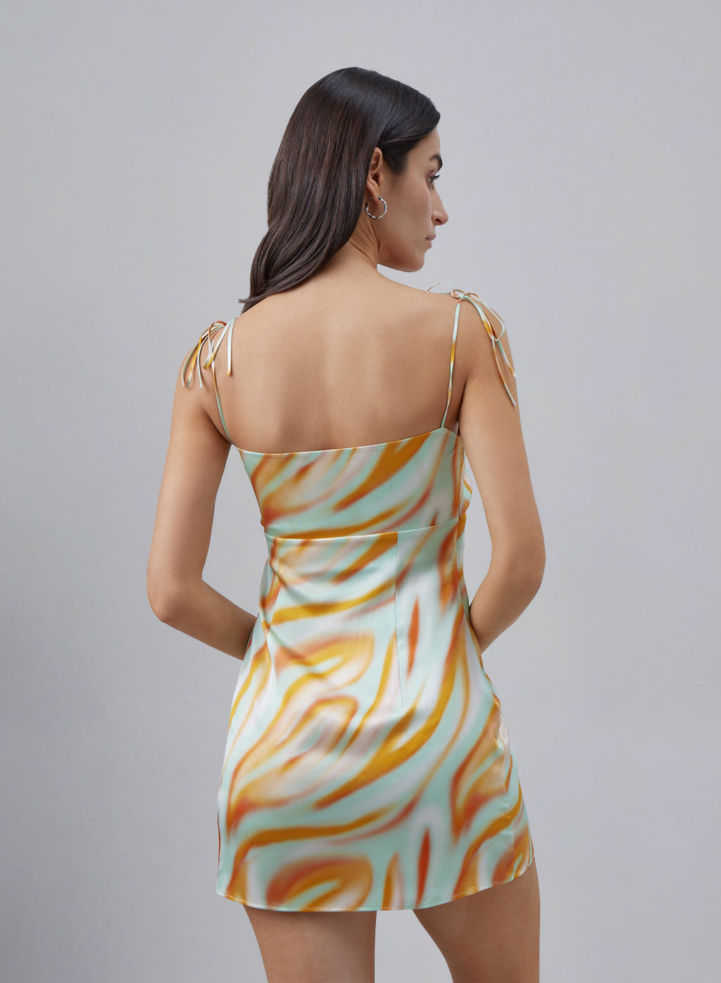 Summer Orange Cut-out Silk Mini Slip Dress