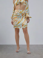 Summer Orange Silk Mini Skirt