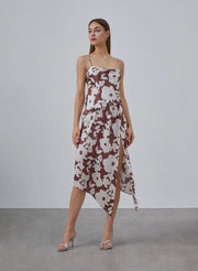 Draped Floral Print Silk Slip Dress – Nap Loungewear Intimates & Shapewear