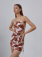 Cut-Out Swallow Silk Mini Dress