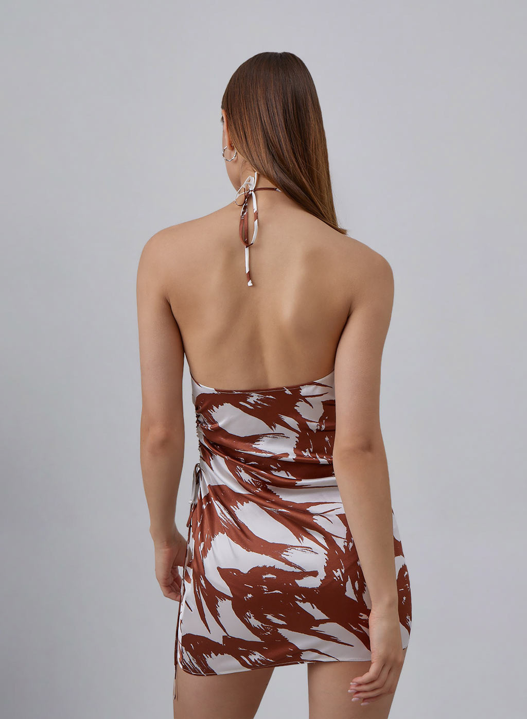 Cut-Out Swallow Silk Mini Dress