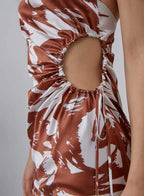 Cut-Out Swallow Silk Mini Dress